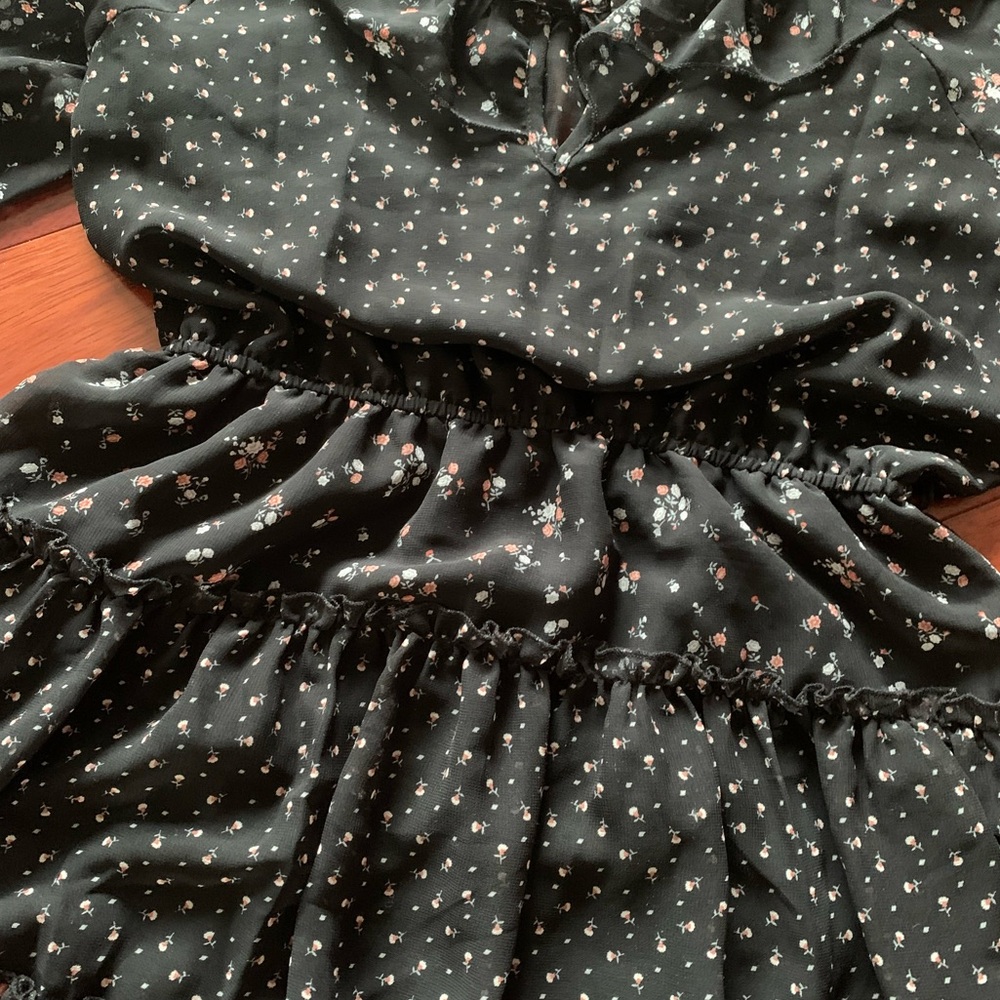 Black Floral Dress, Size M - Picture 4 of 13